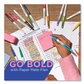 Office Jansan | Paper Mate 2125414 Bold 1.2 mm Stick Flair Felt Tip Porous Point Pen - Assorted Ink Colors White Pearl Barrel (12/Pack) image number 2
