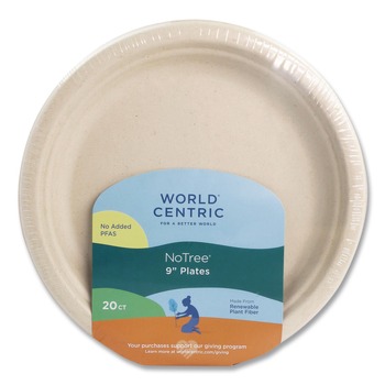 World Centric 9 in. Diameter Fiber Plates - Natural (20/Pack)