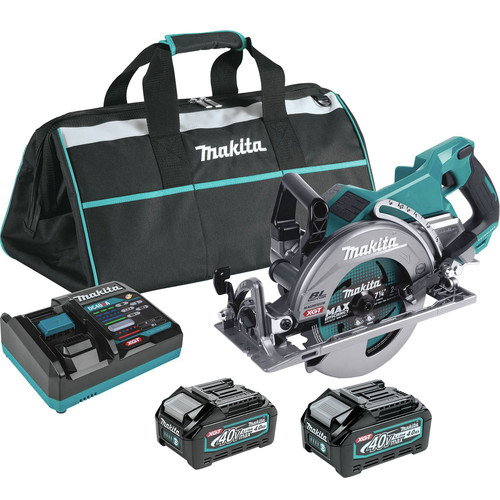 Makita GSR01M1-BL4040 40V Max XGT Brushless Lithium-Ion 7-1/4 in. Cordless Rear Handle Circular Saw with 2 XGT Batteries Bundle (4 Ah) image number 0