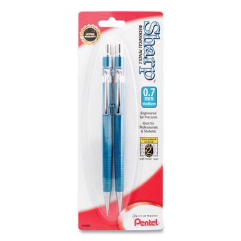 Pentel P207BP2-K6 Sharp Mechanical Pencil, 0.7 Mm, Hb (#2.5), Black Lead, Blue Barrel, 2/pack