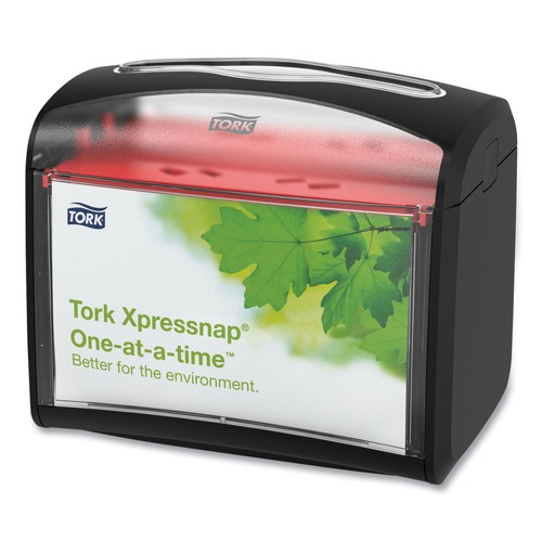 Food Service | Tork 6232100 7.9 x 5.6 x 7.9 Xpressnap Tabletop Napkin Dispenser - Black image number 0