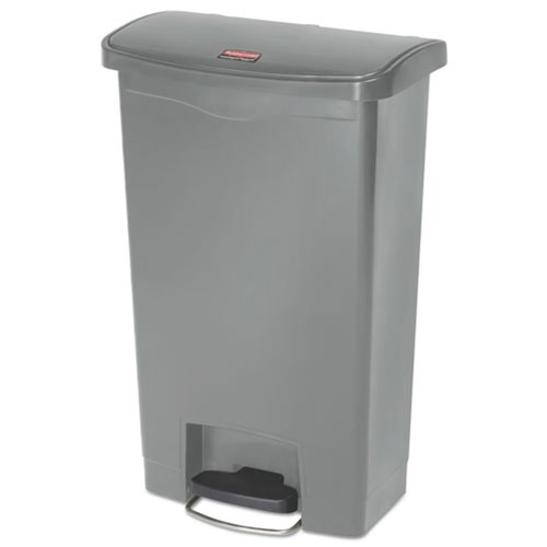 Trash & Waste Bins | Rubbermaid Commercial 1883602 Streamline 13-Gallon Front Step Style Resin Step-On Container - Gray image number 0