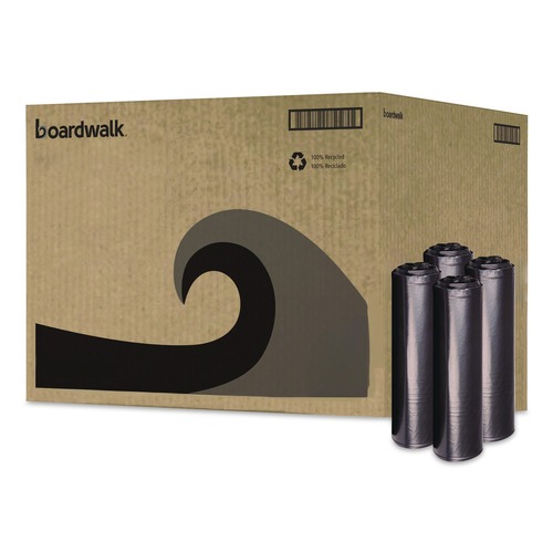 Trash Bags | Boardwalk X7658SKKK01 Reprocessed Resin Can Liners, 60 gal, 1.2 mil, 38 x 58, Black, 50 Rolls/Carton image number 0