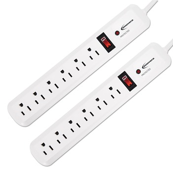 SURGE PROTECTORS | Innovera IVR71653 2/PK 4 ft. Cord 540 Joules 6 Outlets Surge Protector - White