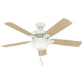 Ceiling Fans | Hunter 53358 52 in. Fletcher Five Minute Ceiling Fan with Light (Fresh White) image number 2