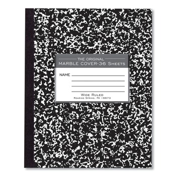 Roaring Spring 8.5 in. x 7 in. Sheets Wide/Legal Rule Marble Cover Composition Book - Black