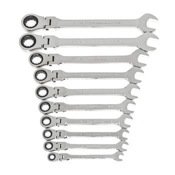 GearWrench 85893 10-Piece SAE Flex-Head Ratcheting Combination Wrench