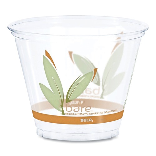 Cups and Lids | Dart RTP9RBARE 9 oz. Bare Eco-Forward Leaf Design RPET Cold Cups - Clear/Green/Orange (20/Carton) image number 0