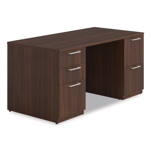 Office Desks & Workstations | Alera AE1NZK-UF3060FF HRG 60 in. x 30 in. x 29 in. Seville Series Double Pedestal Desk - Mahogany image number 0