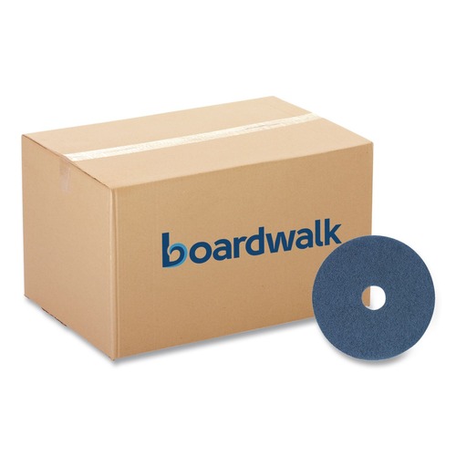 Cleaning & Janitorial Accessories | Boardwalk BWK4013BLU 13 in. Diameter Scrubbing Floor Pads - Blue (5/Carton) image number 0