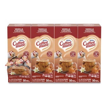 Coffee-Mate 0.38 oz. Mini Cups Liquid Coffee Creamer - Vanilla Caramel (200/Carton)