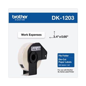 Brother 0.66 in. x 3.4 in. Die-Cut File Folder Labels - White (1-Roll)
