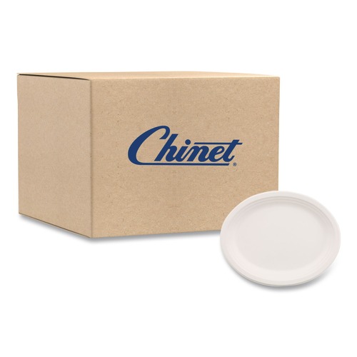 Office Jansan | Chinet 21257 9.75 in. x 12.5 in. Classic Oval Platter Paper Dinnerware - White (500/Carton) image number 0