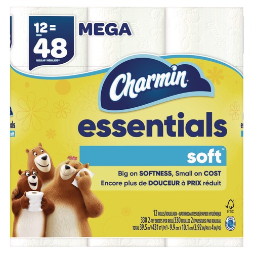 Office Jansan | Charmin 80370714 2-Ply Septic Safe Essentials Soft Bathroom Tissue - White (4 Packs/Carton) image number 0