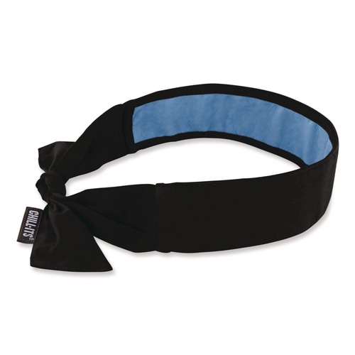 Cooling Gear | Ergodyne 12565 Chill-Its 6700CT One Size Fits Most Cooling Bandana PVA Tie Headband - Black image number 0