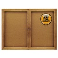 Office & Office Supplies | Quartet 364 48 in. x 36 in. Enclosed Indoor Cork Bulletin Board with Two Hinged Doors - Tan Surface/Oak Finished Fiberboard Frame image number 1