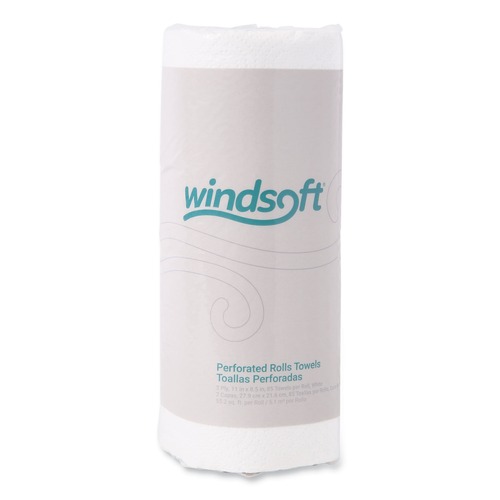 Paper Towels and Napkins | Windsoft 122085CTB 11 in. x 8.5 in. 2-Ply Kitchen Roll Towels - White (30 Rolls/Carton) image number 0