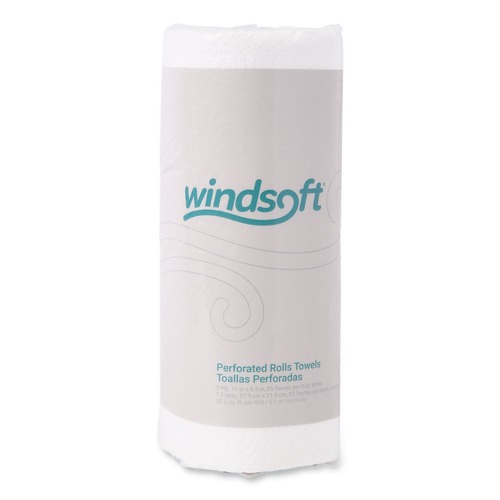 Paper Towels and Napkins | Windsoft 122085CTB 11 in. x 8.5 in. 2-Ply Kitchen Roll Towels - White (85/Roll, 30 Rolls/Carton) image number 0