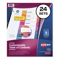 Office Jansan | Avery 11168 Ready Index 11 in. x 8.5 in. 8-Tab 1 to 8 Uncollated Customizable TOC Dividers - Multicolor Tabs/White (24/Box) image number 0
