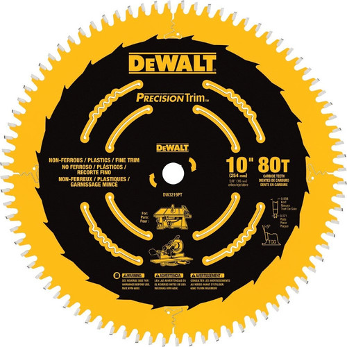 Blades | Dewalt DW3219PT 10 in. 80 Tooth Precision Trim Fine Crosscutting Saw Blade image number 0