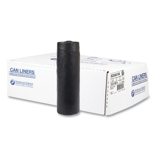 Trash Bags | Inteplast Group S334016K 33 in. x 40 in. 16 mic 33 Gallon High-Density Commercial Can Liners - Black (250/Carton) image number 0