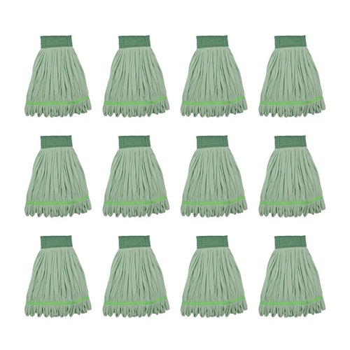 Mops | Boardwalk BWKMWTMGCT Microfiber Looped-End Wet Mop Head - Medium, Green (12/Carton) image number 0