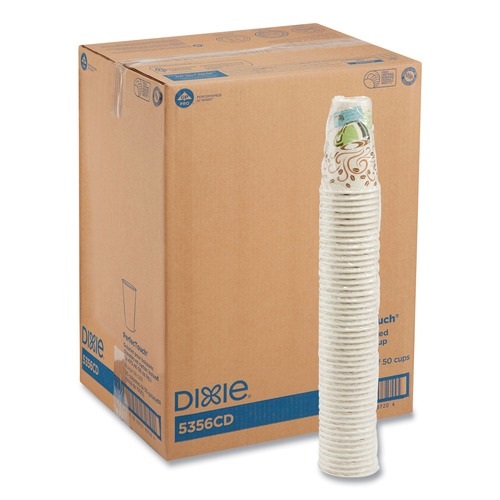Cutlery | Dixie 5356CD PerfecTouch 16 oz Paper Hot Cups with Coffee Haze Design (50/Sleeve, 20 Sleeves/Carton) image number 0