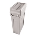 Trash & Waste Bins | Rubbermaid Commercial FG267360GRAY Slim Jim 11.38 in. x 20.5 in. x 5 in. Swing Lid - Gray image number 2