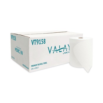 Morcon Paper VT9158 Valay 8 in. x 600 ft 1-Ply Universal TAD Roll Towels - White (6 Rolls/Carton)