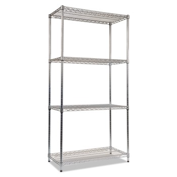 Alera NSF Certified Industrial 36 in. x 18 in. x 72 in. 4-Shelf Wire Shelving Kit - Silver