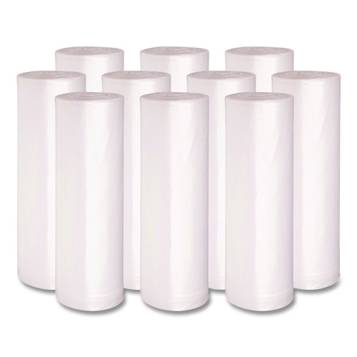 Office Jansan | Boardwalk Z8048VNKR01 40 in. x 48 in. 45 gal. 16 mic High Density Industrial Can Liners Coreless Rolls - Natural (250/Carton) image number 0