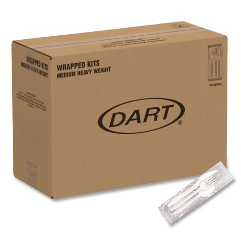 Nothing Over $99 Sale! | SOLO RSW7Z-0007 Reliance Mediumweight Plastic Fork/Knife/Spoon Cutlery Kit - White (1500/Carton) image number 0