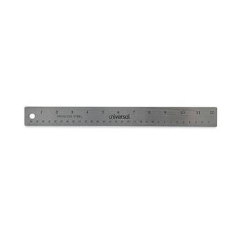 PRODUCTS | Universal UNV59023 12 in. Long Standard/Metric Stainless Steel Ruler with Cork Back and Hanging Hole
