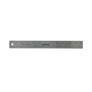  | Universal UNV59023 12 in. Long Standard/Metric Stainless Steel Ruler with Cork Back and Hanging Hole