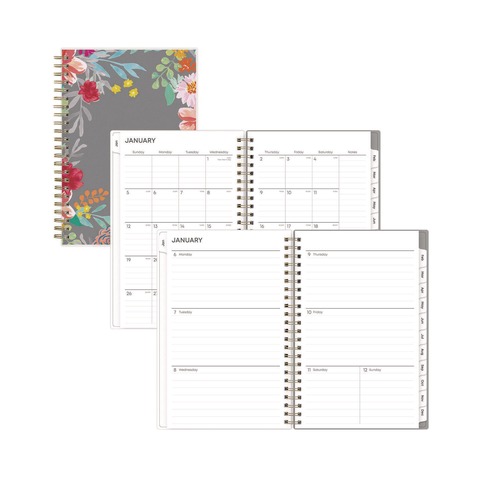 Bulk Savings Pricing 2 | Blue Sky 140088 8 in. x 5 in. 12-Month (Jan to Dec): 2026 Sophie Frosted Weekly/Monthly Planner - Floral Artwork, Multicolor Cover image number 0