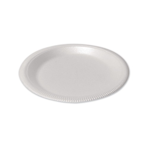 Food Service | Plastifar 12040 9 in. Diameter Poly Bag Plate Foam Dinnerware - White (500/Pack) image number 0
