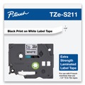 Bulk Savings Pricing 2 | Brother P-Touch TZES211 0.23 in. x 26.2 ft. Extra-Strength Adhesive Laminated Labeling Tape - Black on White image number 2