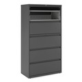  | Alera 25497 36 in. x 18.63 in. x 67.63 in. 5 Lateral File Drawer - Legal/Letter/A4/A5 Size, Black image number 1