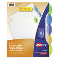 Office Jansan | Avery 11200 11 in. x 8.5 in. 5-Tab Insertable Style Edge Tab Plastic Dividers - Translucent (1-Set) image number 0