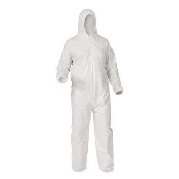 Ansell KleenGuard KGA35 Coveralls with Zipper Front, Elastic Wrists, Ankles and Hood - Triple Extra Large, White (25/Carton)