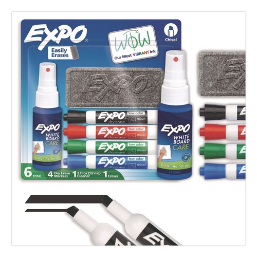 Office Jansan | EXPO 80653A Broad Chisel Tip Low-Odor Dry Erase Marker Starter Set - Assorted Colors (4/Set) image number 0