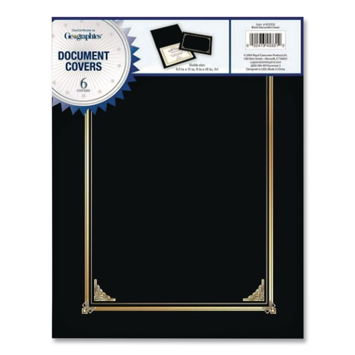 Office & Office Supplies | Geographics 45331H 12.5 x 9.75 Certificate/Document Cover - Black (6/Pack) image number 0