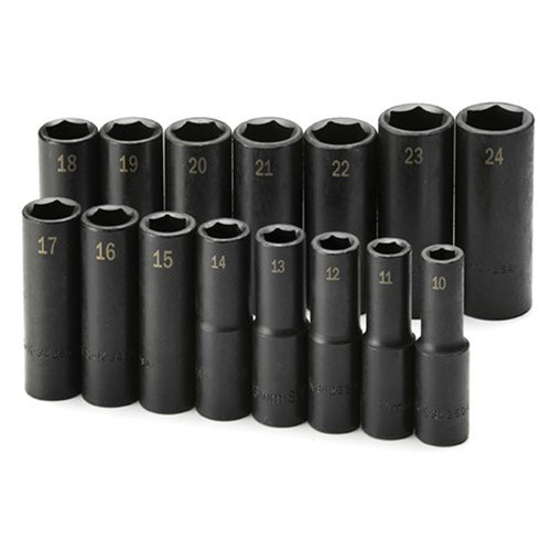 Sockets | SK Hand Tool 4048 15-Piece 1/2 in. Drive 6 Point Deep Metric Impact Socket Set image number 0
