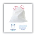 Trash Bags | Boardwalk BWK1DK100 13 Gallon 0.8 mil. Drawstring Kitchen Bags - White (50 Bags/Roll, 2 Rolls/Carton) image number 4