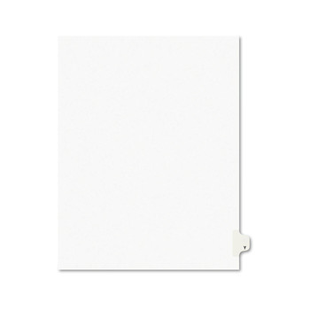 Avery 01425 11 in. x 8.5 in. Legal Exhibit Letter Y Side Tab Index Dividers - White (25-Piece/Pack)