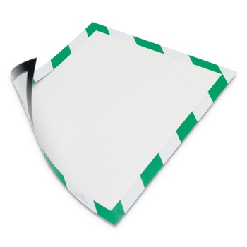 Durable 8.5 in. x 11 in. DURAFRAME Security Magnetic Sign Holder - Green/White Frame (2/Pack)