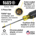 Screwdrivers | Klein Tools 19555 5-Piece TORX Cushion Grip Screwdriver Set with T15, T20, T25, T27 and T30 Tip sizes image number 4