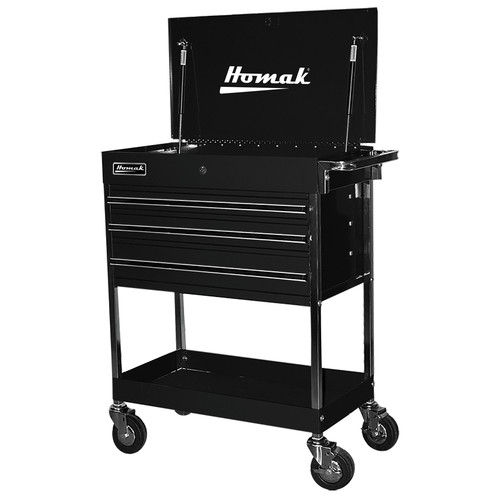  | Homak BK05500200 34 in. Professional 3-Drawer Service Cart - Black image number 0