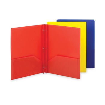 Smead 11 x 8.5 Poly Two-Pocket Folder with Fasteners - Assorted (6/Pack)