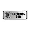 Office Jansan | Cosco 098206 9 in. x 3 in. Employees Only Brushed Metal Office Sign - Silver image number 0